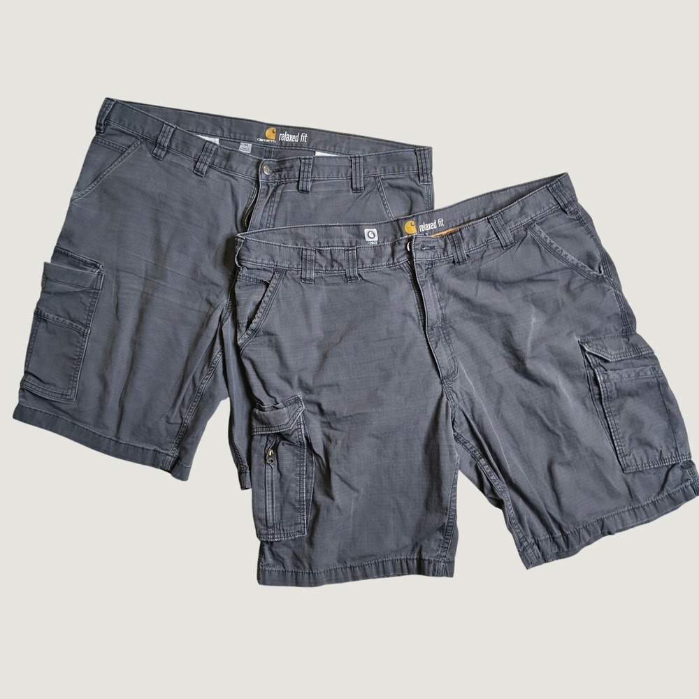 Carhartt Force Relaxed Fit Cargo Shorts Men Size 44 Gray Ripstop Workwear 2 Pack